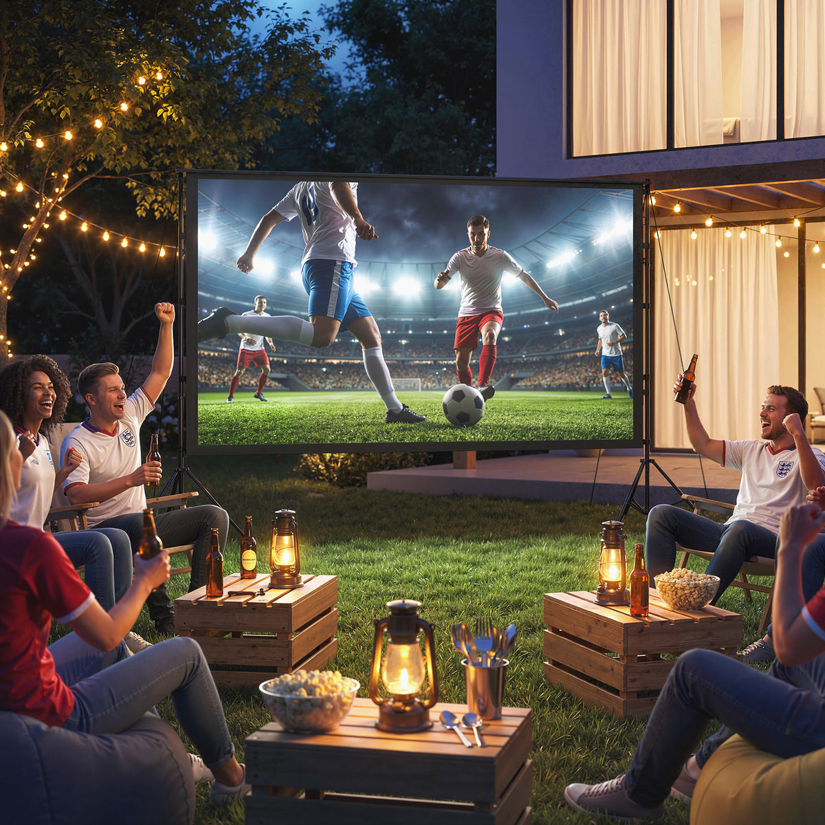 100 inch 16:9 HD 4K/8K projectiescherm met standaard, draagbaar dubbelzijdig scherm met inklapbare statieven (2)