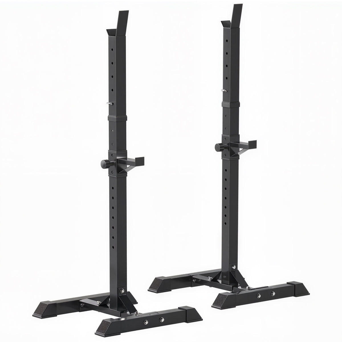 Halter voor halterstangen, set van 2, belastbaar tot 150 kg, in hoogte verstelbaar, staal, wit+zwart, 52 x 48 x
