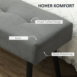 Gestoffeerde bank met corduroy bekleding, slaapbank met metalen poten, schoenenbank 100 x 36 x 45 cm grijs (4)