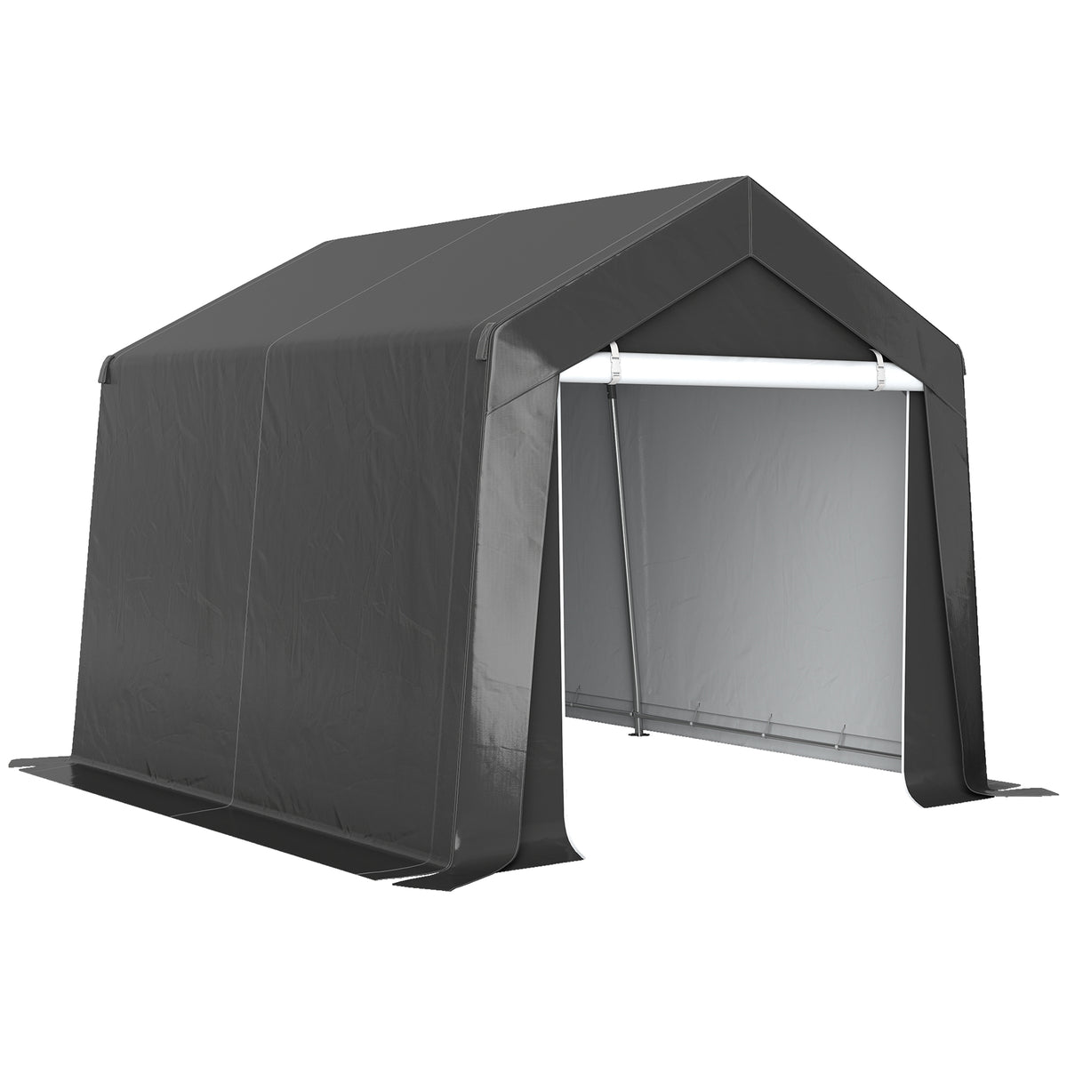 Carport tentgarage 3x3 m waterdicht garage-tent met roldeur ventilatieramen verlengde randen donkergrijs