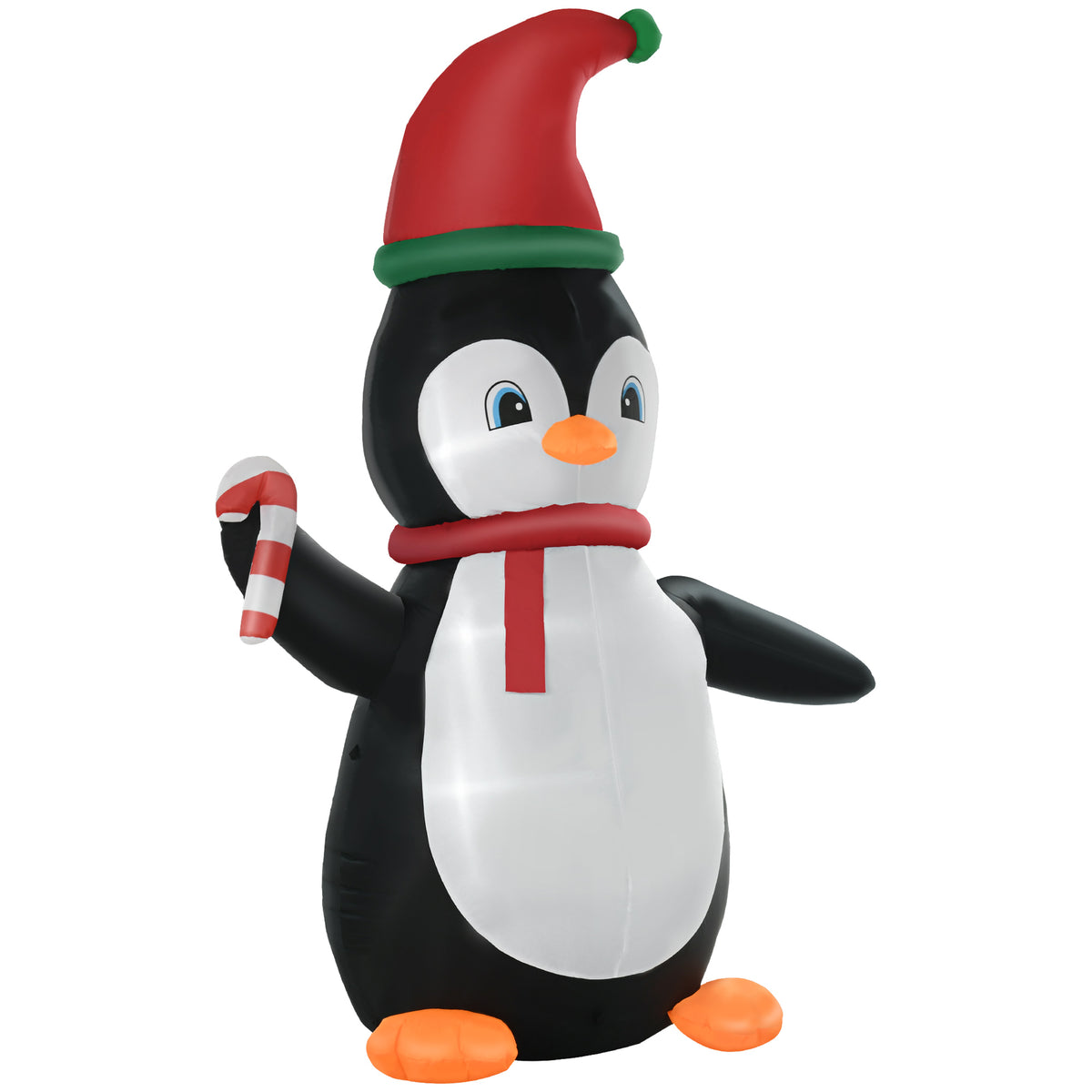 Opblaasbare kerstdecoratie, 2,5 m opblaasbare kerstpinguïn met 3 ledlampjes, 162 x 100 x 250 cm, meerkleurig