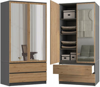 Kleiderschrank Malwa SS-90L ANTHRAZIT EICHE ARTISAN