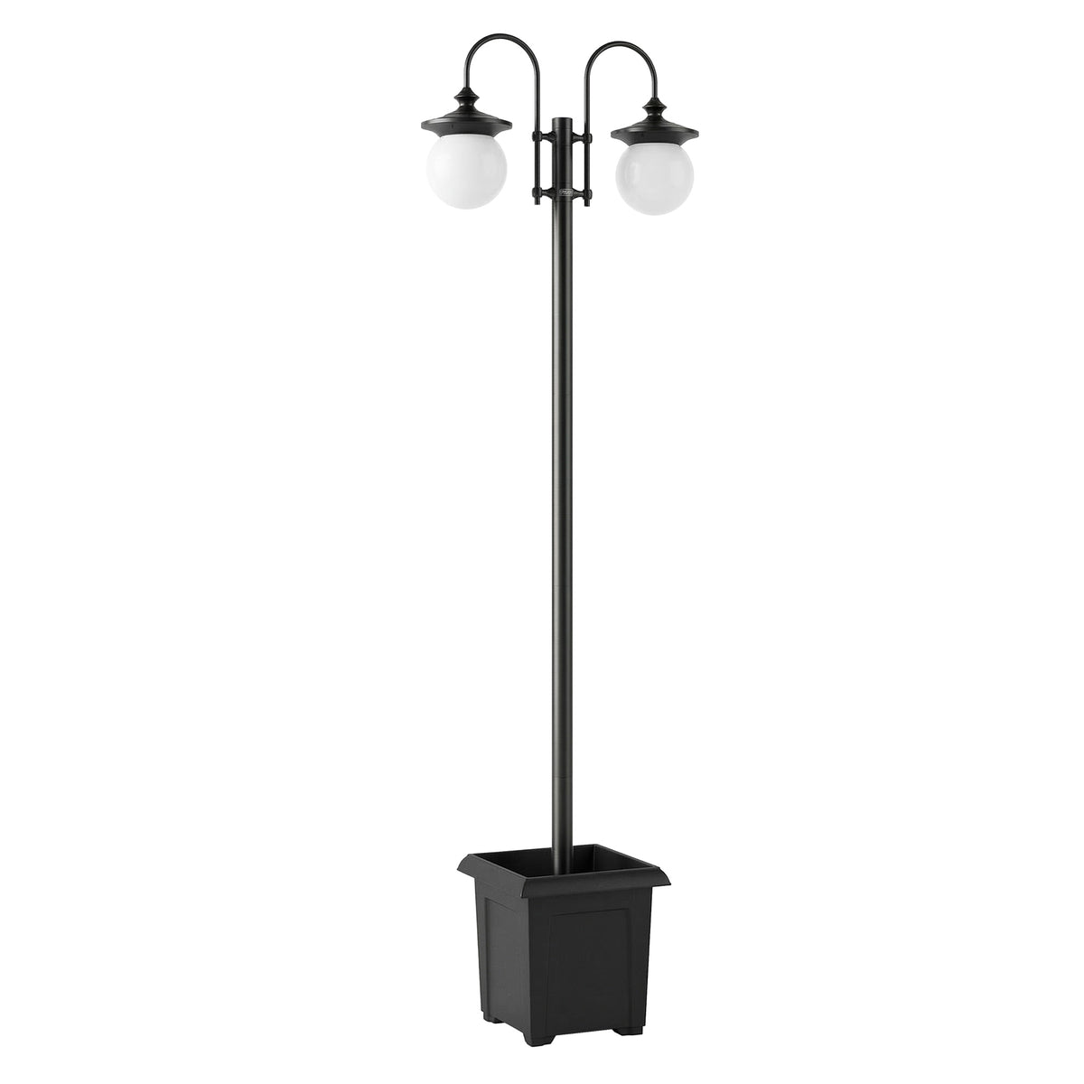Solar-lantaarn staande lamp 182 cm in hoogte verstelbaar voor buiten tuinlantaarn met 2 koppen plantenbak
