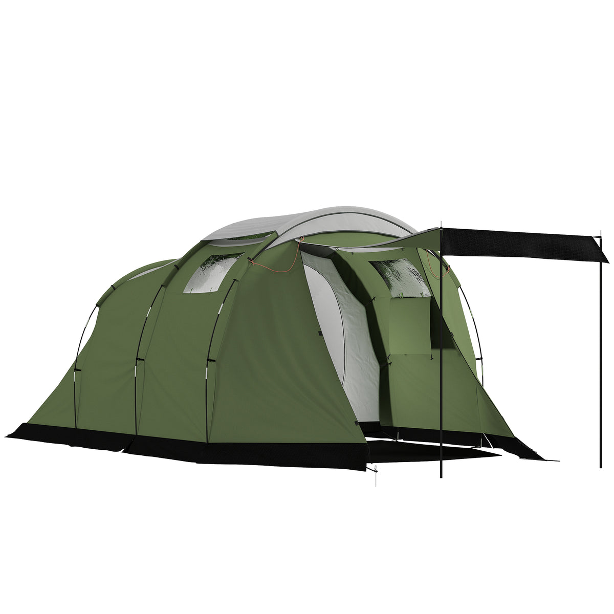 Campingtent voor 3-4 personen stabiel 3000mm waterdicht familietent met slaapcabine voortent woongedeelte groen