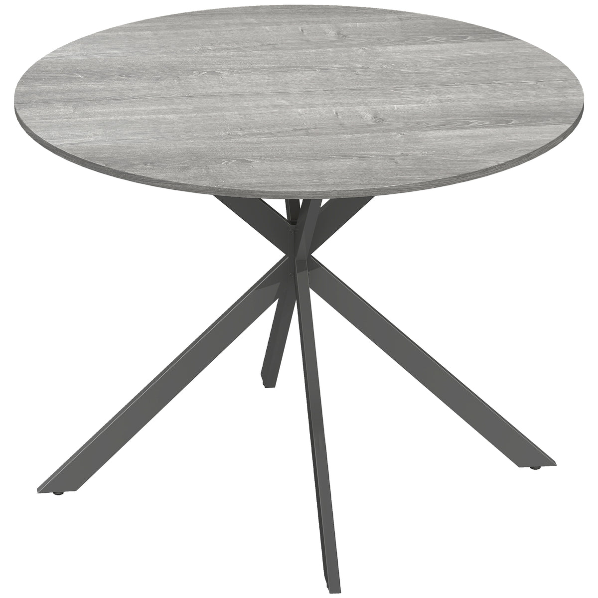 Ronde eettafel voor 4 personen, keukentafel in industriële stijl met stalen poten, voor eetkamer, keuken, grijs
