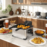 Friteuse, 5 l oliecapaciteit, timer, kijkvenster, 2000 W vermogen, zilverkleurig (2)