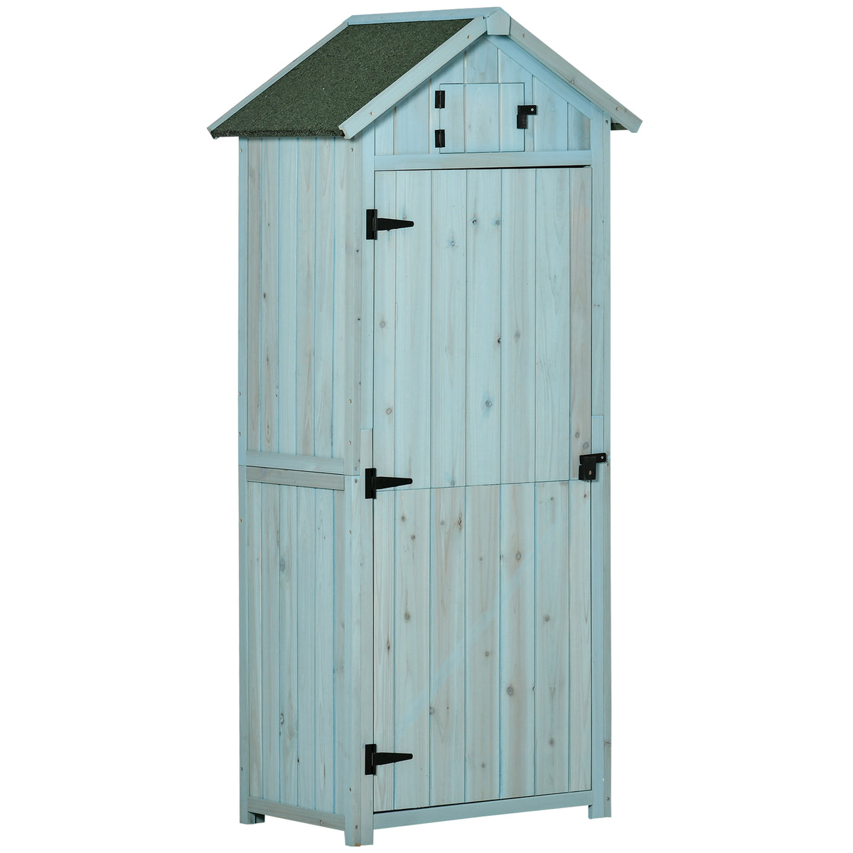 Tuinkast hout, gereedschapsschuur weerbestendig 77x54,2x179cm, tuinhuisje met deur, zadeldak, gereedschapskast