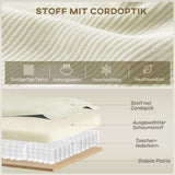 3-zitsbank met chaise longue, woonkamerbank met ribstof, 2 extra kussens, gestoffeerde bank, crèmewit (5)