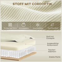 3-zitsbank met chaise longue, woonkamerbank met ribstof, 2 extra kussens, gestoffeerde bank, crèmewit (5)