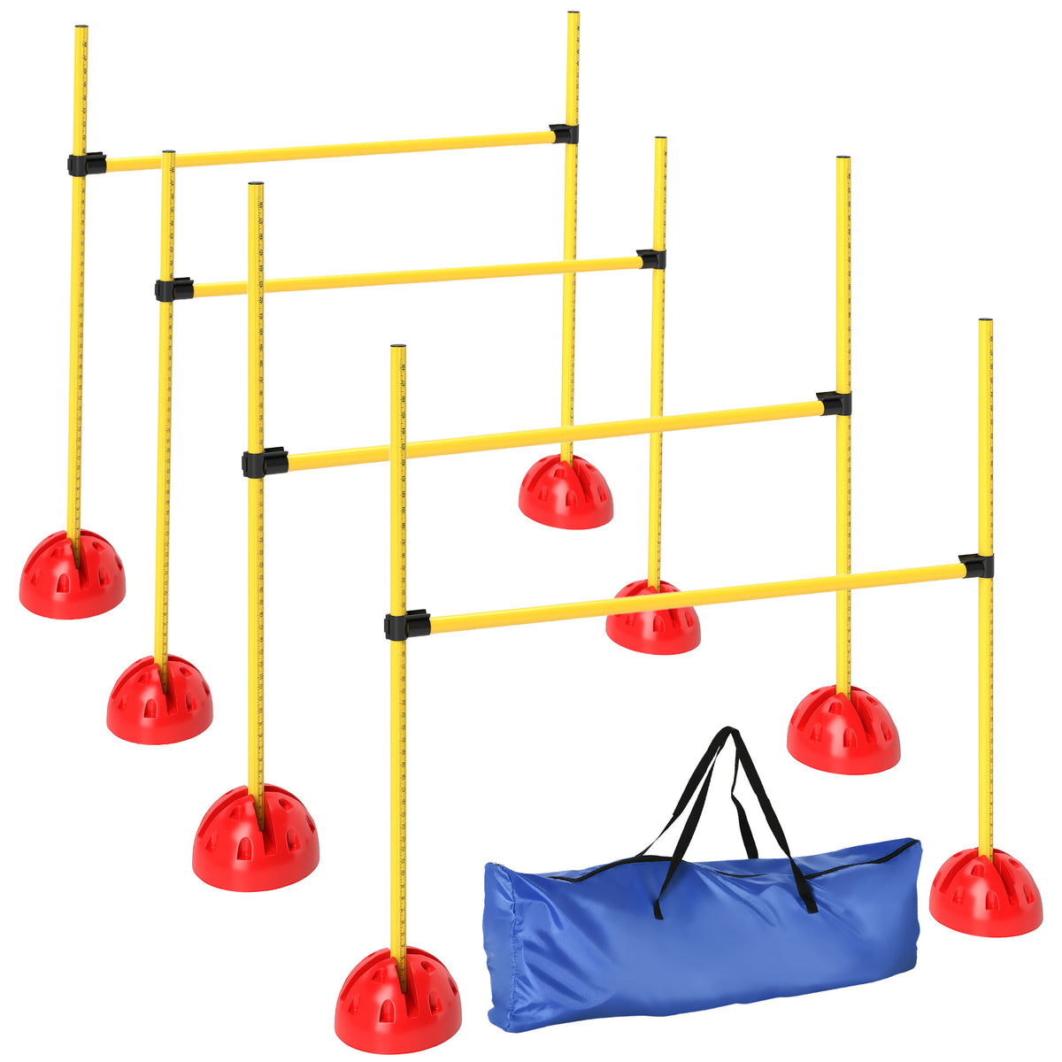 4-delige honden-agilityset met 4 hindernissen en draagtas voor springtraining, geel