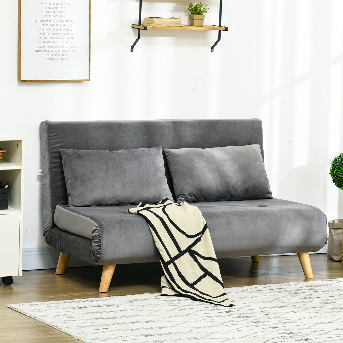 Slaapbank relaxbank bank, incl. 2 kussens, fluweeloptiek, 130 x 78 x 79 cm, grijs (2)