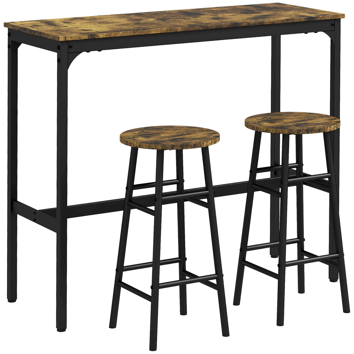 Bartafel met 2 stoelen in industrieel design, 2-delige set barkrukken met tafel, industrieel design, 3-delig