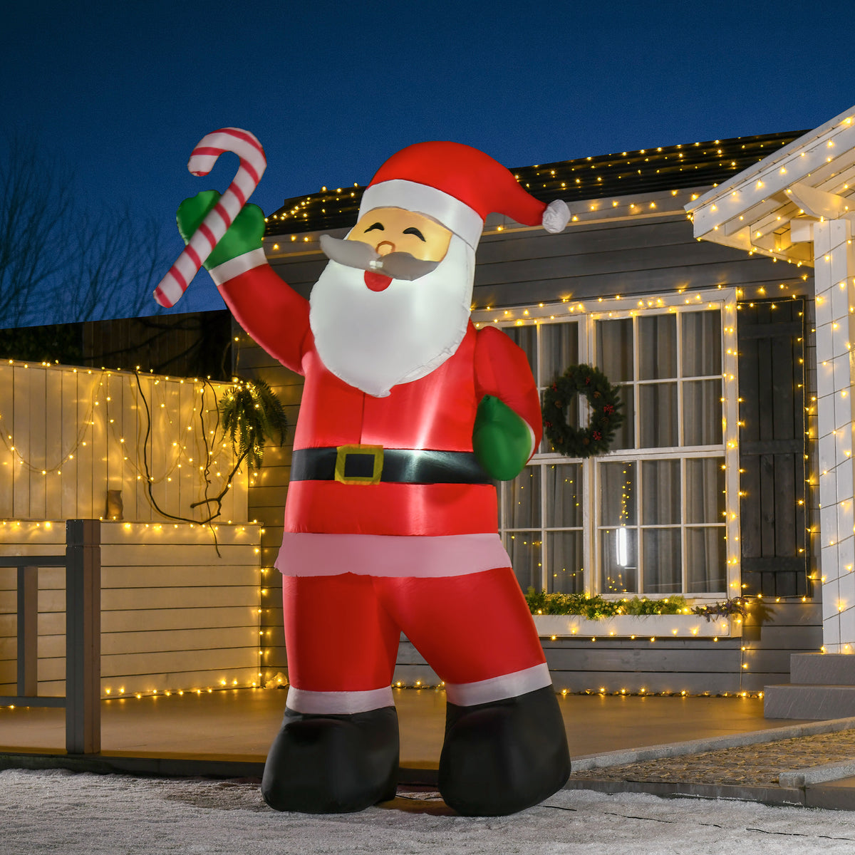 Opblaasbare kerstman met ledverlichting incl. ventilator, bevestigingstouwen, grondpennen, zandzakken, 140 cm x (2)