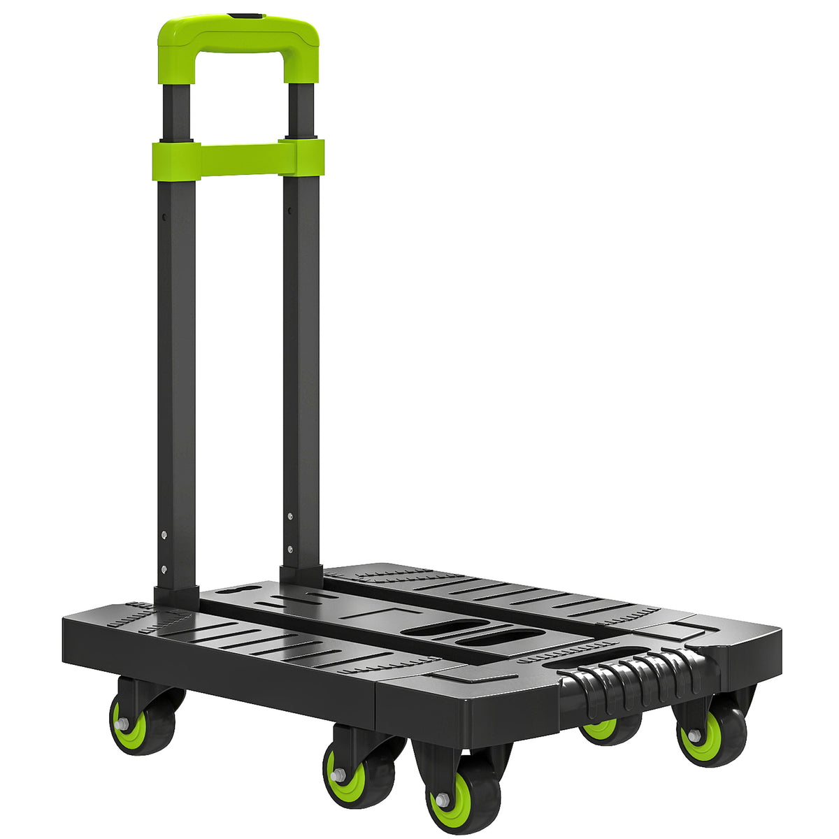 Opvouwbare metalen steekwagen met wielen en verstelbare handgreep 49 x 35 x 102 cm groen