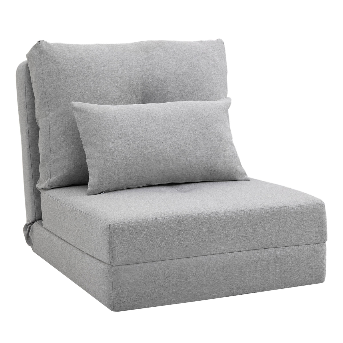 Vloerstoel opvouwbaar matras slaapmat, 2-in-1 design, afneembaar kussen, 60 x 80 x 56 cm, grijs