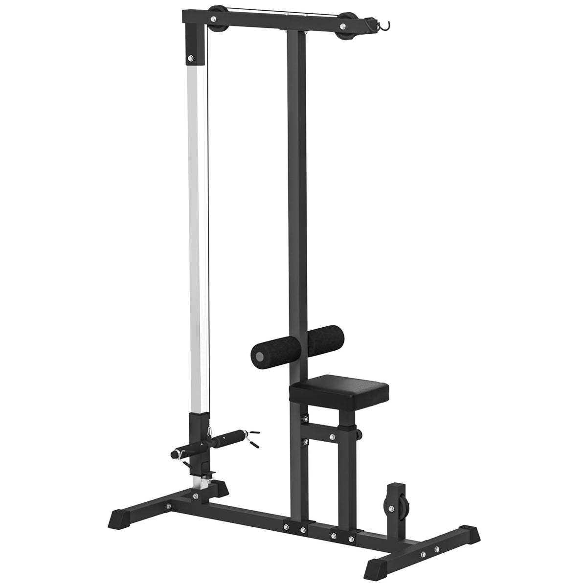 Krachtstation met katrol, verstelbare zitting en meerdere kabelposities staal zwart 107 x 120 x 190 cm
