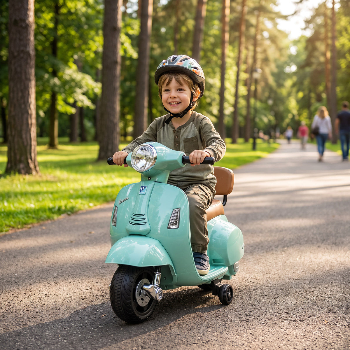 Elektrische kindermotor Mini Vespa GTS 6V elektrische motor met lithium-accu, ergonomische zitting, rugleuning (2)