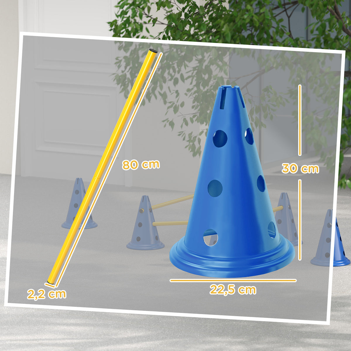 Agility-set voor honden 3-delige agility-uitrusting voor hondentraining, insteekhordeset met 6 kegels, 3 hordes (3)