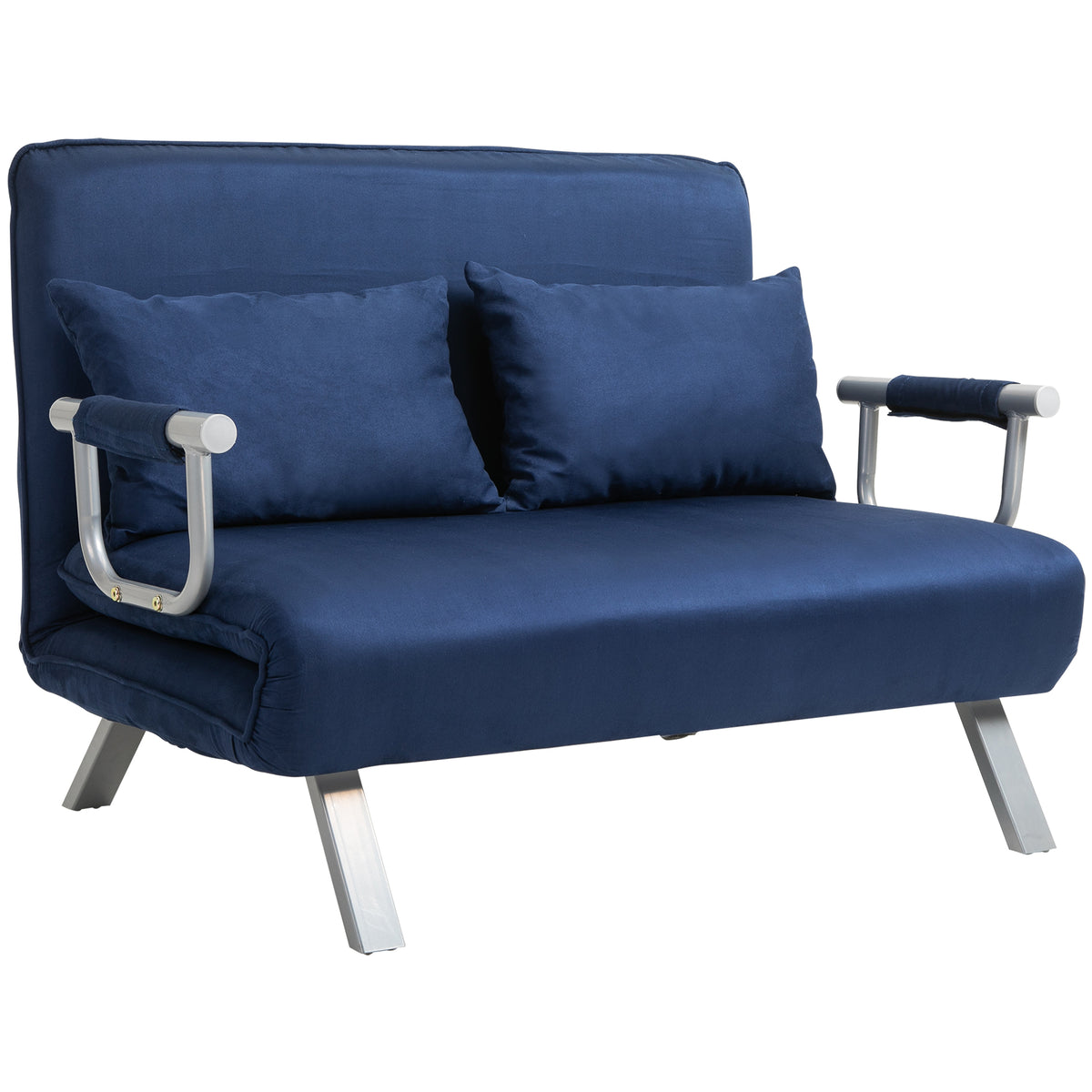 Slaapbank, 5-voudig verstelbaar, imitatie-suède, metalen frame, incl. kussens, marineblauw