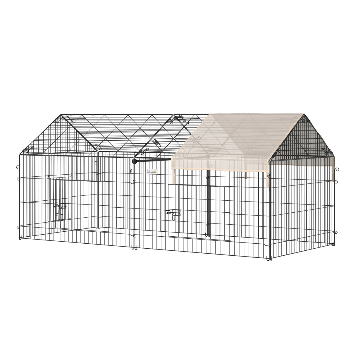 Ren voor kleine dieren, buitenren, 4 grondpennen, 220 cm x 103 cm x 103 cm, zwart + beige