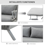 Slaapbank, tweezitsbank, logeerbed, inclusief 2 kussens, grijs (5)