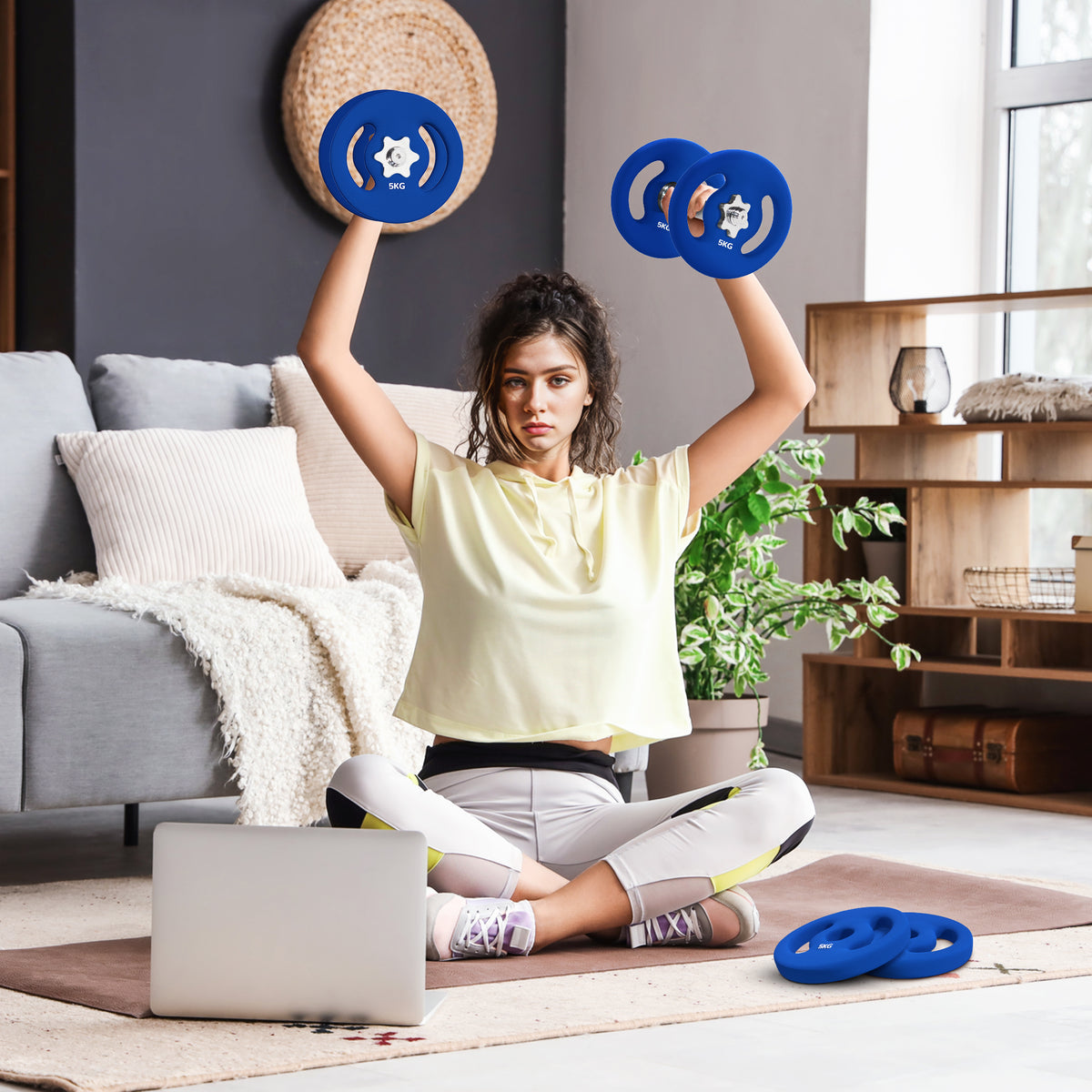 2 x 5 kg gewichtsschijven met praktische handgrepen, gewichtenset voor home-gym, sportschool, krachttraining (2)