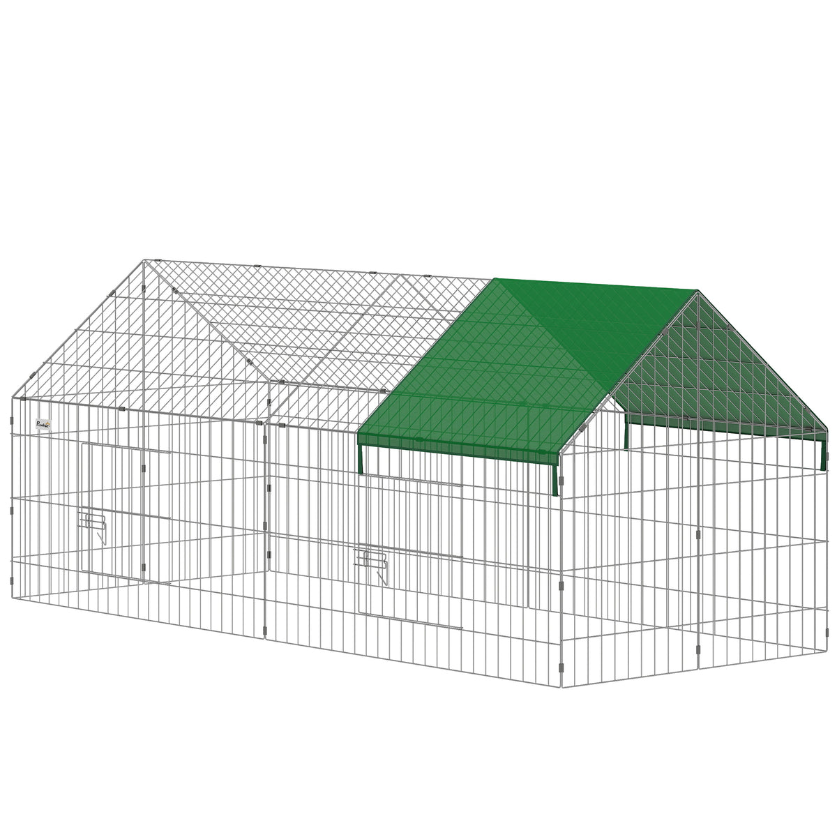Klein dierenhok konijnenhok met puntdak afsluitbare deuren beschermhoes voor kleine dieren 180 x 75 x 75 cm