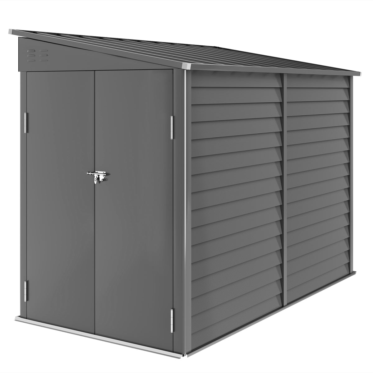 Metalen tuinhuis 3,5m² 143x270x202cm gereedschapsschuur met lessenaarsdak afsluitbare dubbele deur, fundering