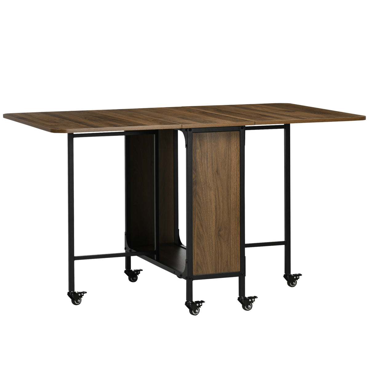 Mobiele klaptafel, 2 opklapbare bladen, 130 cm x 80 cm x 74 cm, bruin