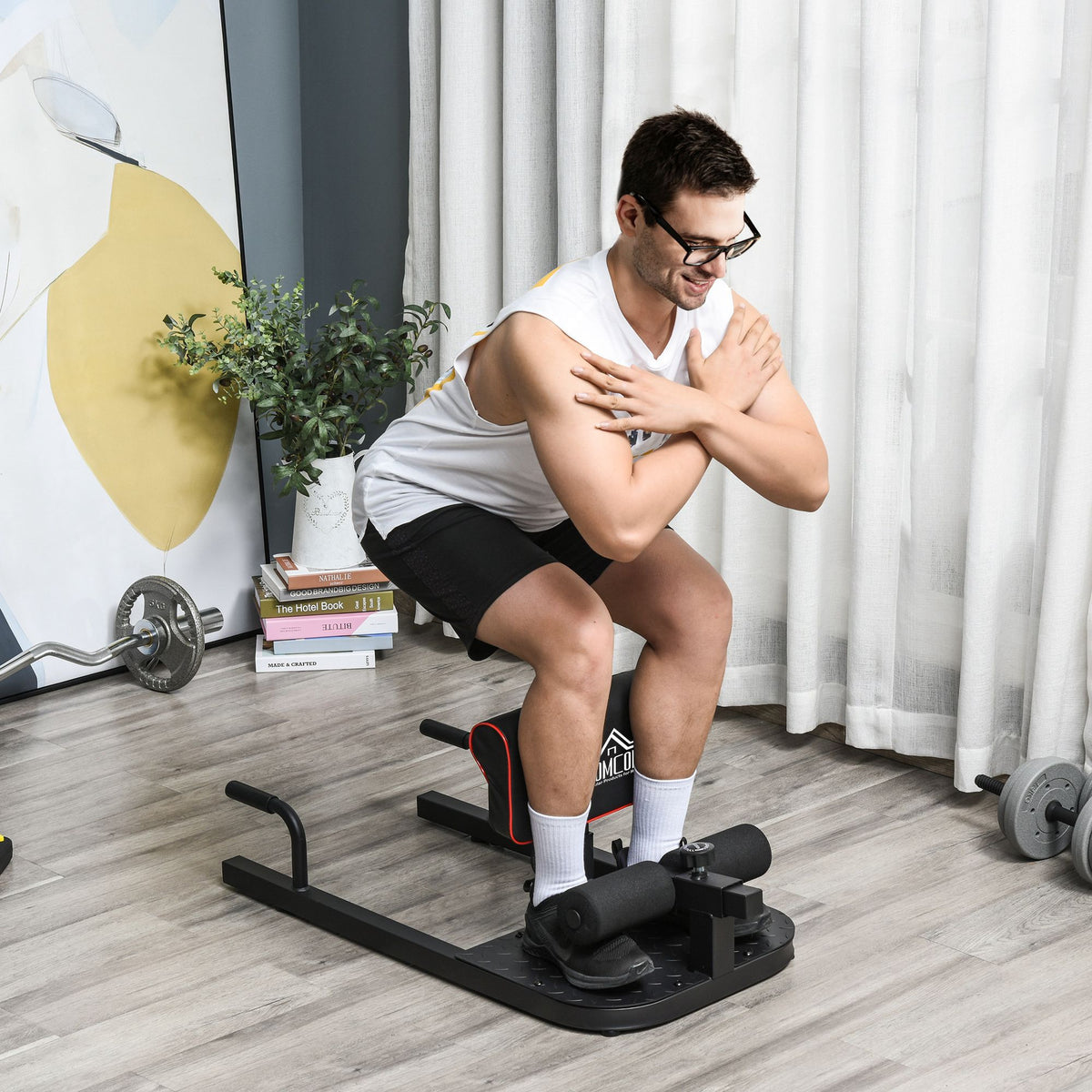 Sissy Squat-kniebuigtrainer, beentrainer, buik- en bilspiertrainer, 3-in-1 trainer, verstelbaar tot 120 kg (2)