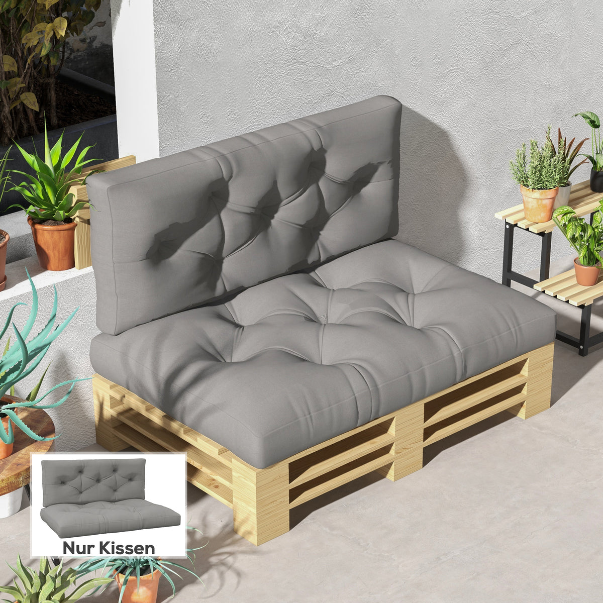 Zitkussen, met knoopstoffering, 120 x 80 x 12 cm, grijs (2)