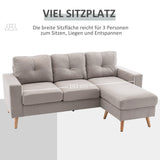 3-zits hoekbank, linnenlook, omkeerbare chaise longue, 193x136x85 cm, lichtgrijs (5)