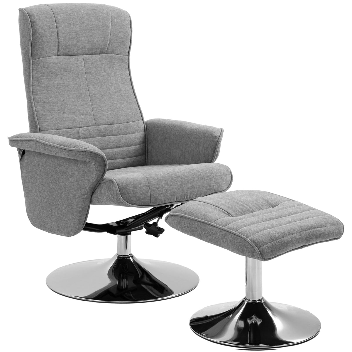 Relaxfauteuil met hocker, draaibaar, verstelbare rugleuning, tot 150 kg, 69 x 71 x 104 cm, grijs