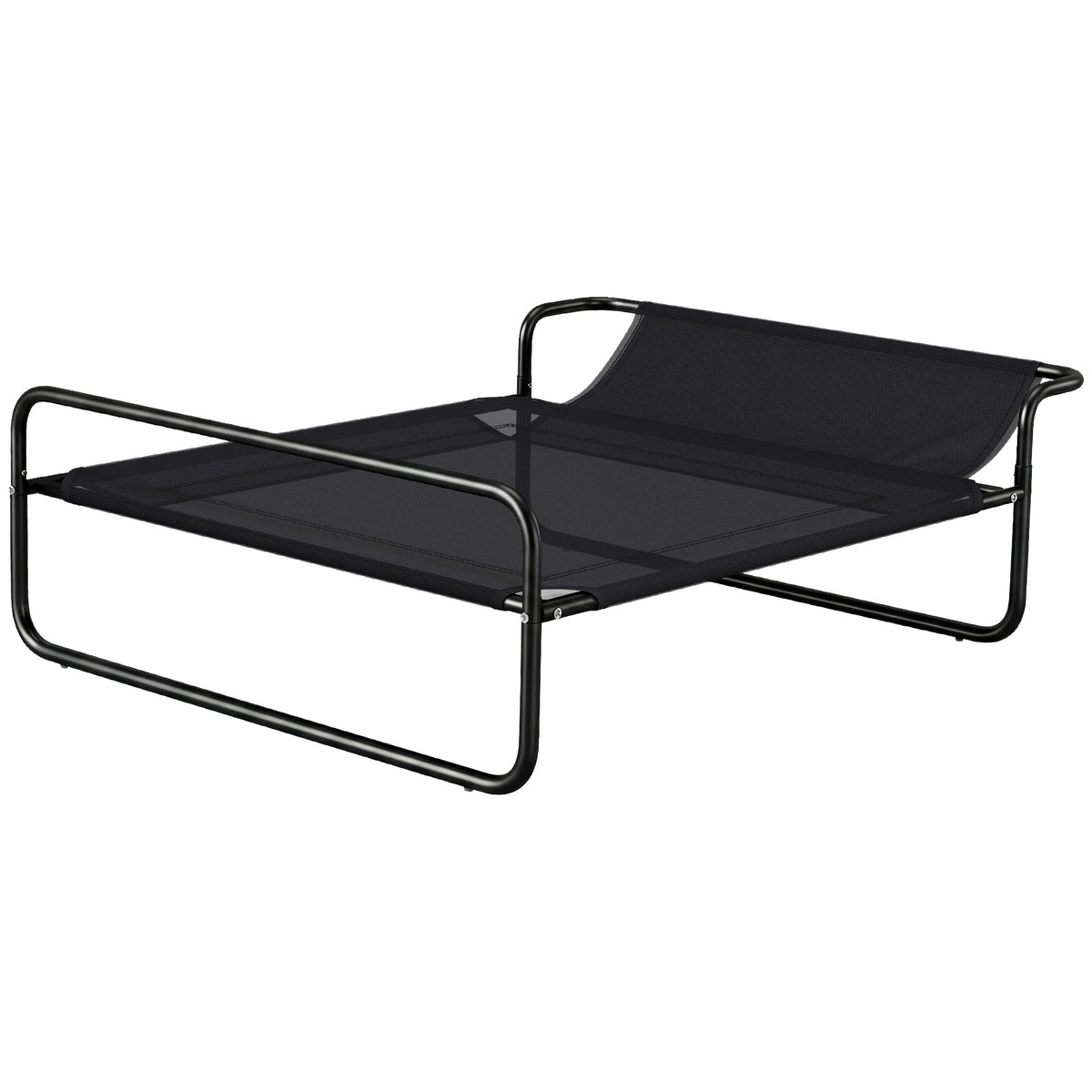 Hondenbed, verhoogd ontwerp, mesh-hoes, stalen frame, 29 x 91 x 69 cm, zwart