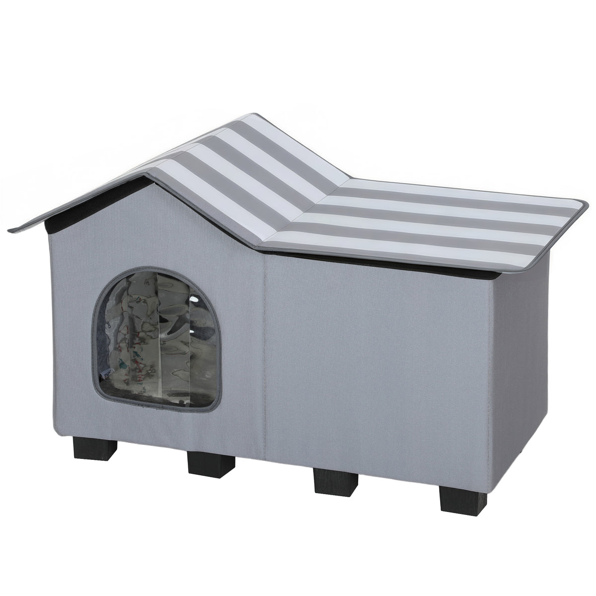 Kattenhuis waterafstotend kattenhut met afneembaar zadel dak warmte-isolatie platform 70x43x45 cm Oxford-stof