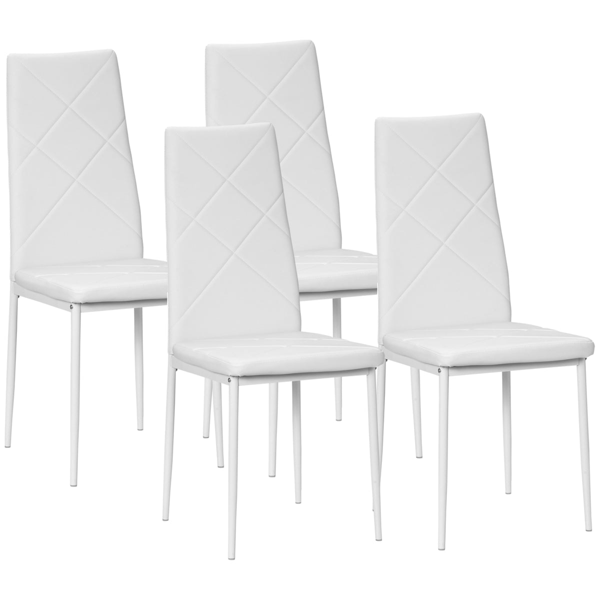 Set van 4 stoelen, eetkamerstoelen, keukenstoelen, 41 cm x 50 cm x 97 cm, wit