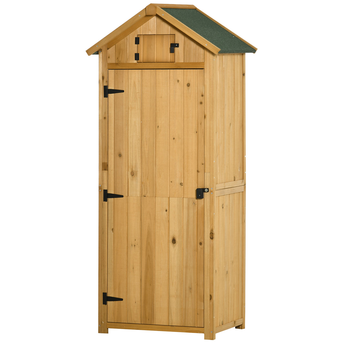 Tuinkast tuinhuis gereedschapshuis gereedschapsschuur met legplanken asfalt dak raam hout geel+groen 77 x 54,2 x