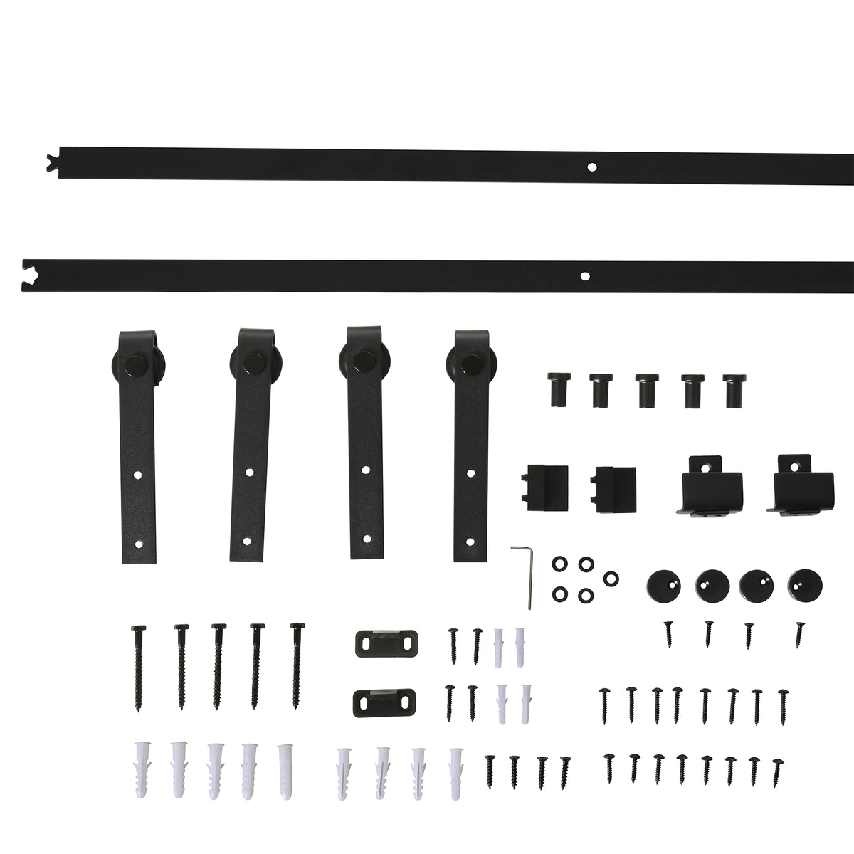 183 cm schuifdeur complete set schuifdeurbeslag met vloergeleider, schuifdeurrail, loopwielen schuifdeursysteem