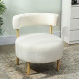 Fauteuil loungestoel relaxfauteuil met sherpa-fleece, metalen poten in houtlook gestoffeerde stoel 67 x 67 x 71 (10)