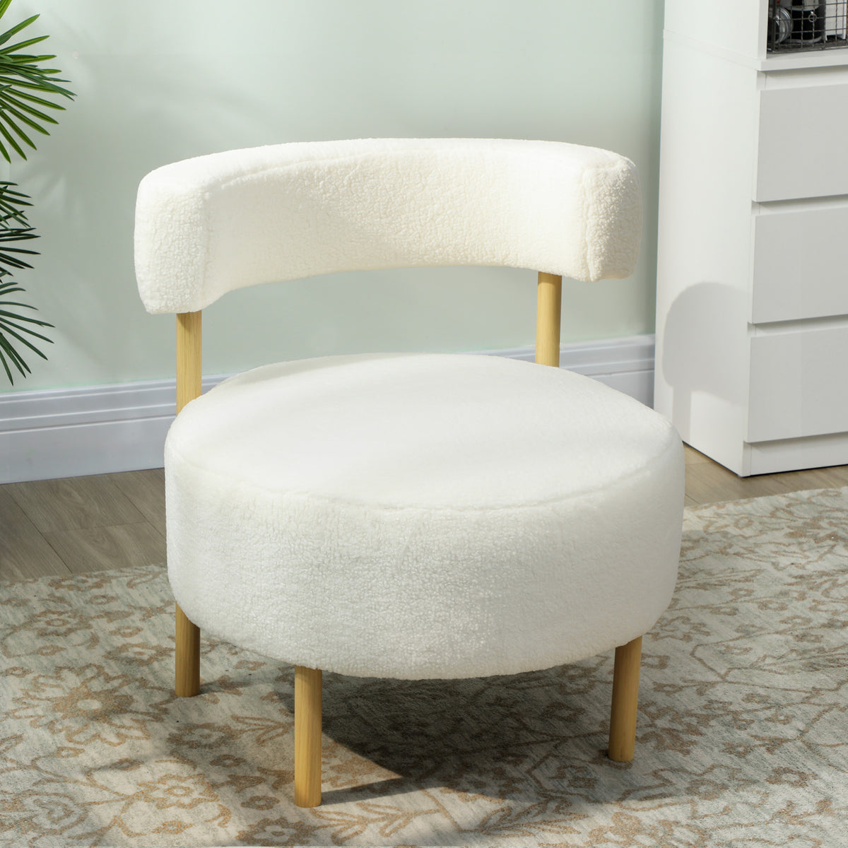 Fauteuil loungestoel relaxfauteuil met sherpa-fleece, metalen poten in houtlook gestoffeerde stoel 67 x 67 x 71 (10)