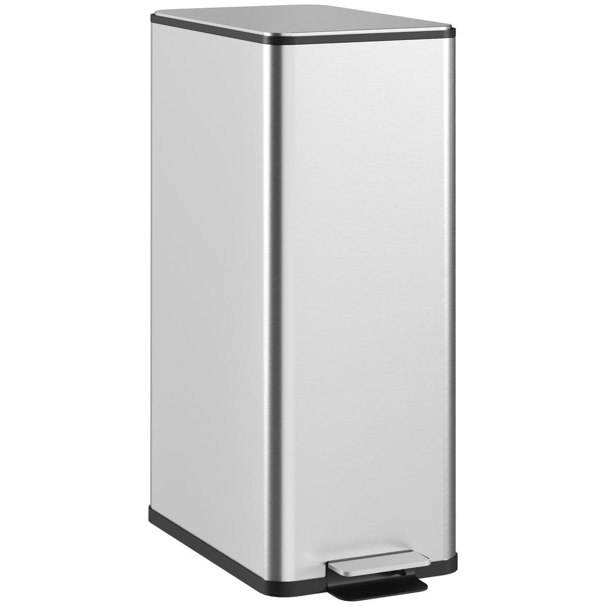 Prullenbak 20L, soft-close deksel, geurfiltercompartiment, vingerafdrukbestendig, roestvrij staal, zilver