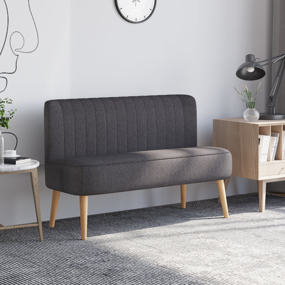2-zitsbank, zachte bekleding, onderhoudsvriendelijke hoes, tot 220 kg, 117 x 56,5 x 77 cm, donkergrijs (2)