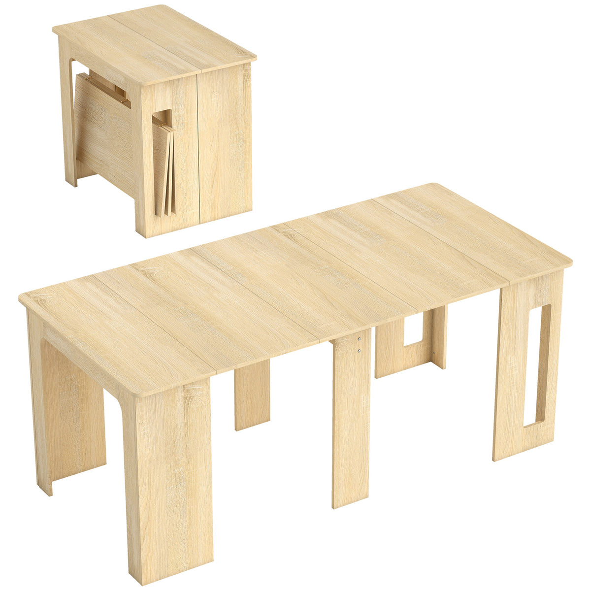Eettafel, klaptafel, uitschuifbare keukentafel, eetkamertafel, spaanplaat, 60-180 x 85 x 75 cm, natuur