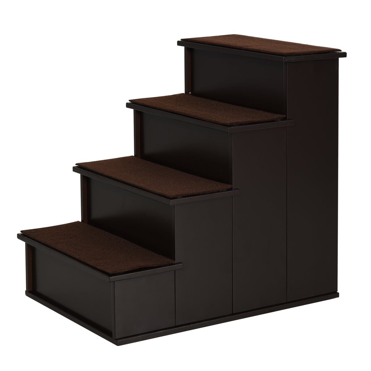 Huisdierentrap, voor honden/katten, 4 treden, kort pluche, tot 30 kg, 40 x 59 x 54,2 cm, donkerbruin