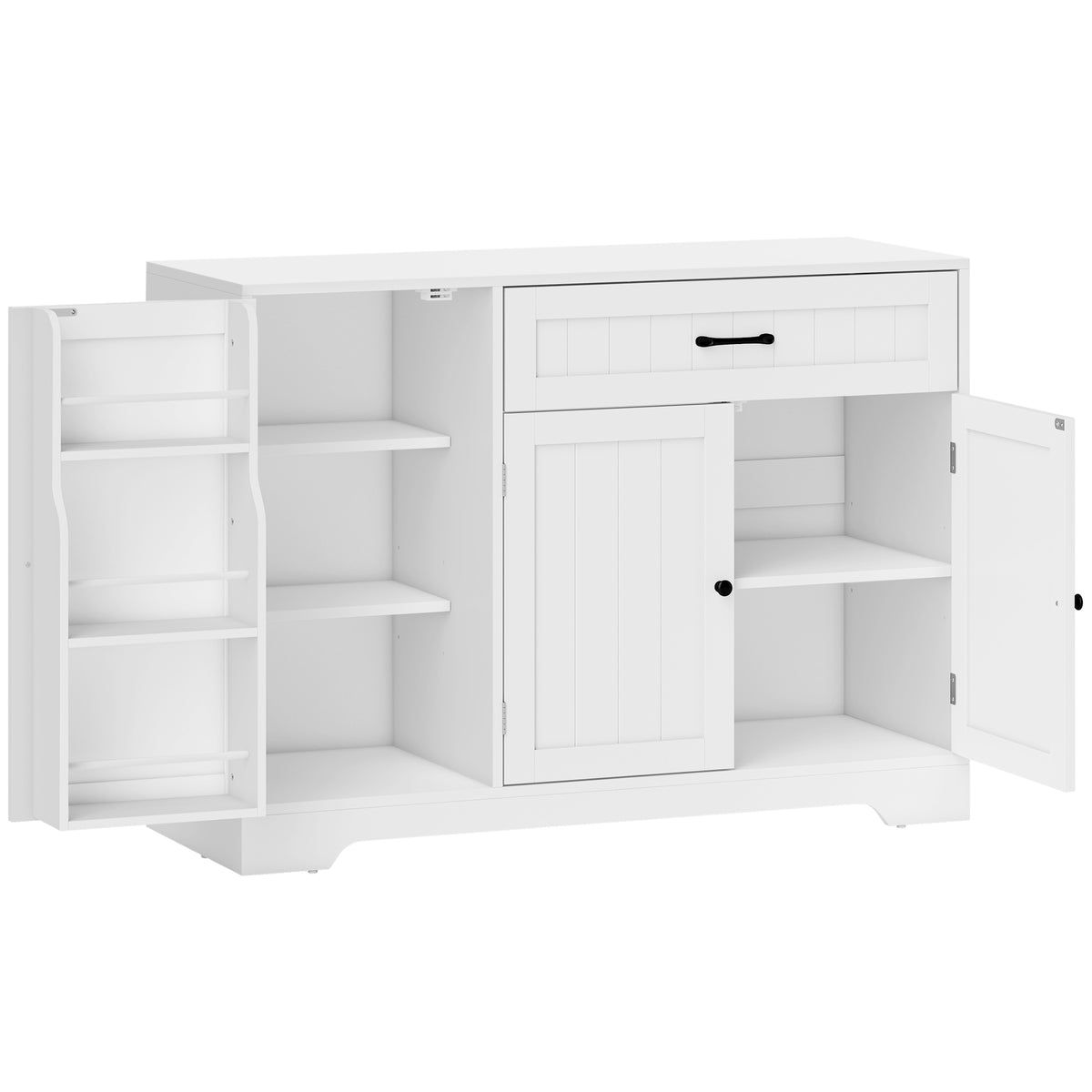 Modern dressoir voor in de keuken met lade, verstelbare planken, kleine keukenkast met deurvakken, wit