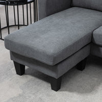 Hoekbank in L-vorm, aan beide zijden monteerbare chaise longue, gestoffeerde bank, donkergrijs (9)