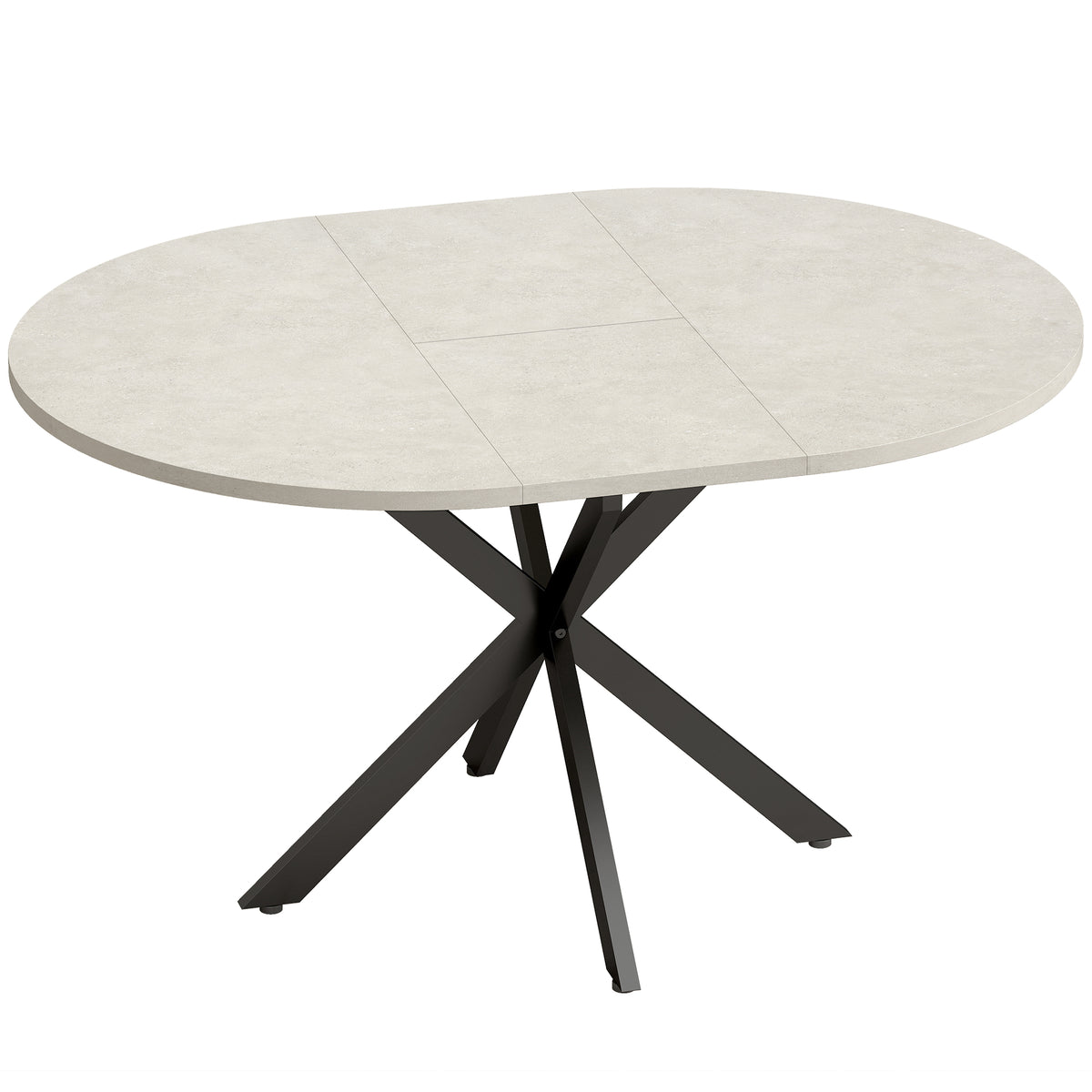 Uitschuifbare eettafel voor 4–6 personen, keukentafel in industriële look met spinpoot, grijs