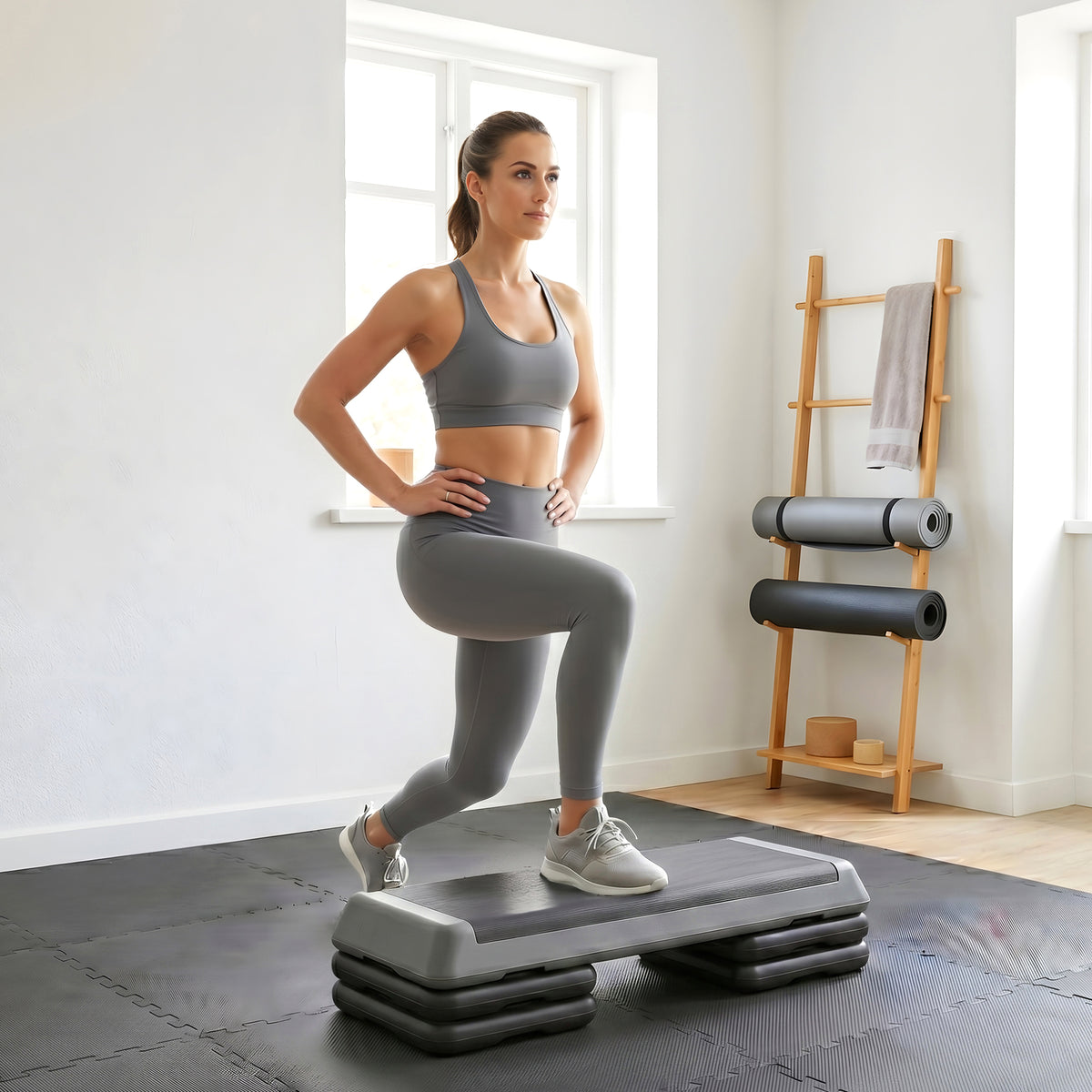 In hoogte verstelbare fitness-stepper, antislip, geschikt voor thuis, de sportschool of kantoor, kunststof (2)