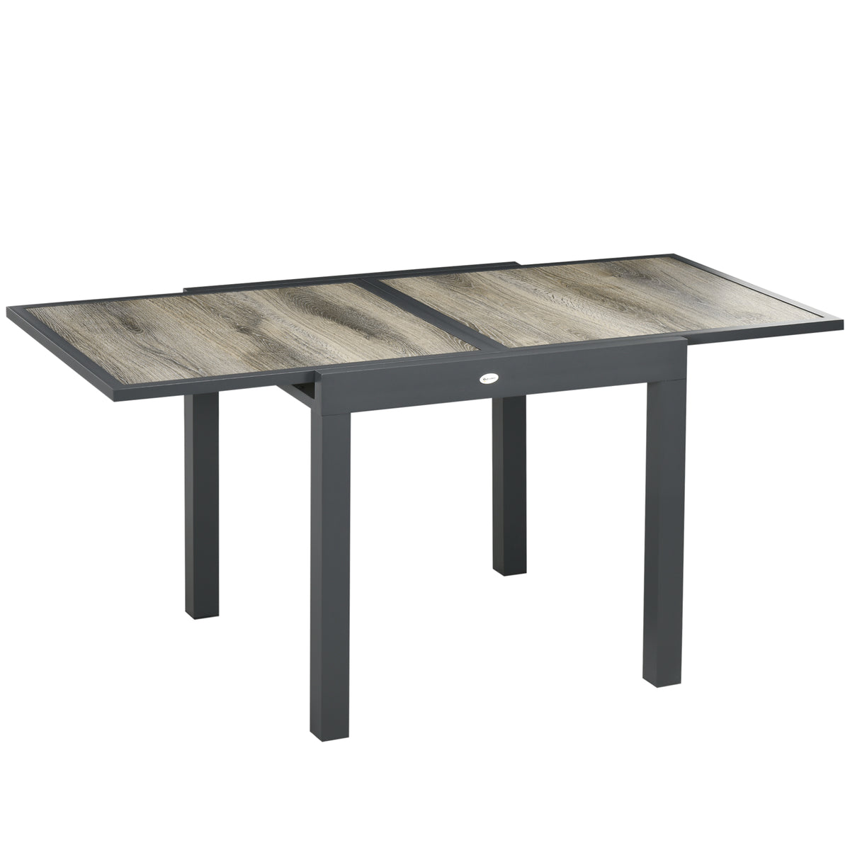 Tuintafel, uitschuifbaar, onderhoudsvriendelijk, aluminium frame, houtlook, 160 x 80 x 75 cm