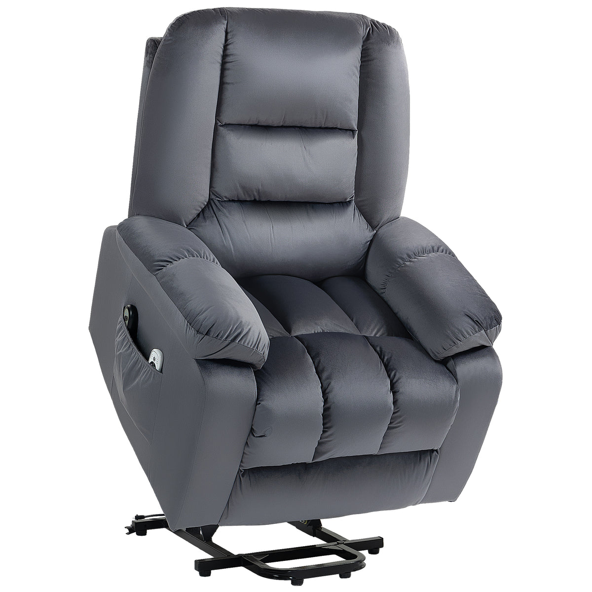Massagestoel opstahulp seniorenstoel relaxfauteuil, 8 massagepunten, 2 zijvakken, 85 cm x 94 cm x 107 cm, grijs